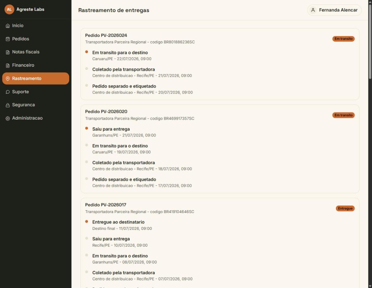 Acompanhamento de entregas em tempo real